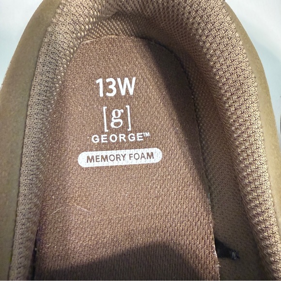 🆕 George Men’s 13W Slip-On Memory Foam Loafers Khaki/ Brown – Comfort Casual - Picture 2 of 15